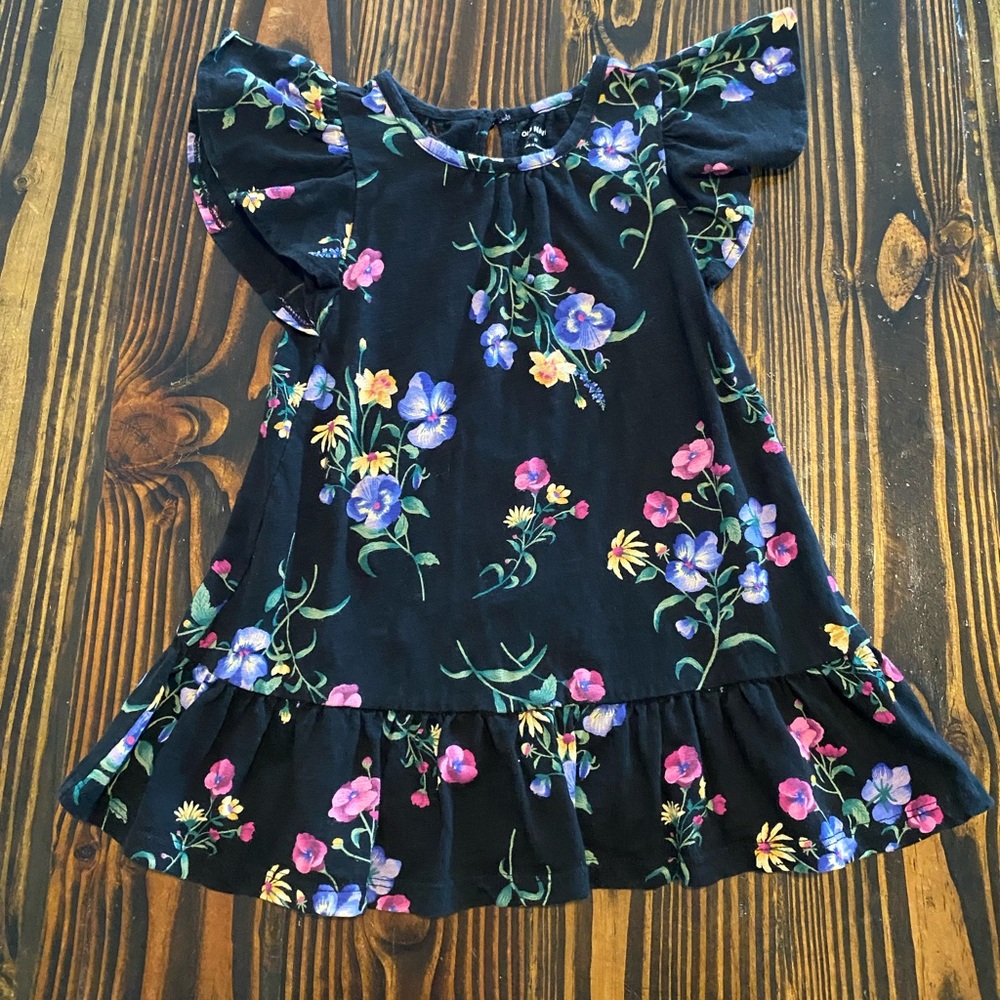 Old Navy size 3T Dress - Black with Colorful Floral Print